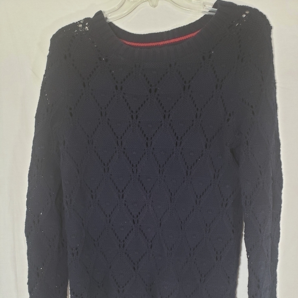 Tommy Hilfiger Navy Geometric Shapes Long Sleeve Sweater Sz M